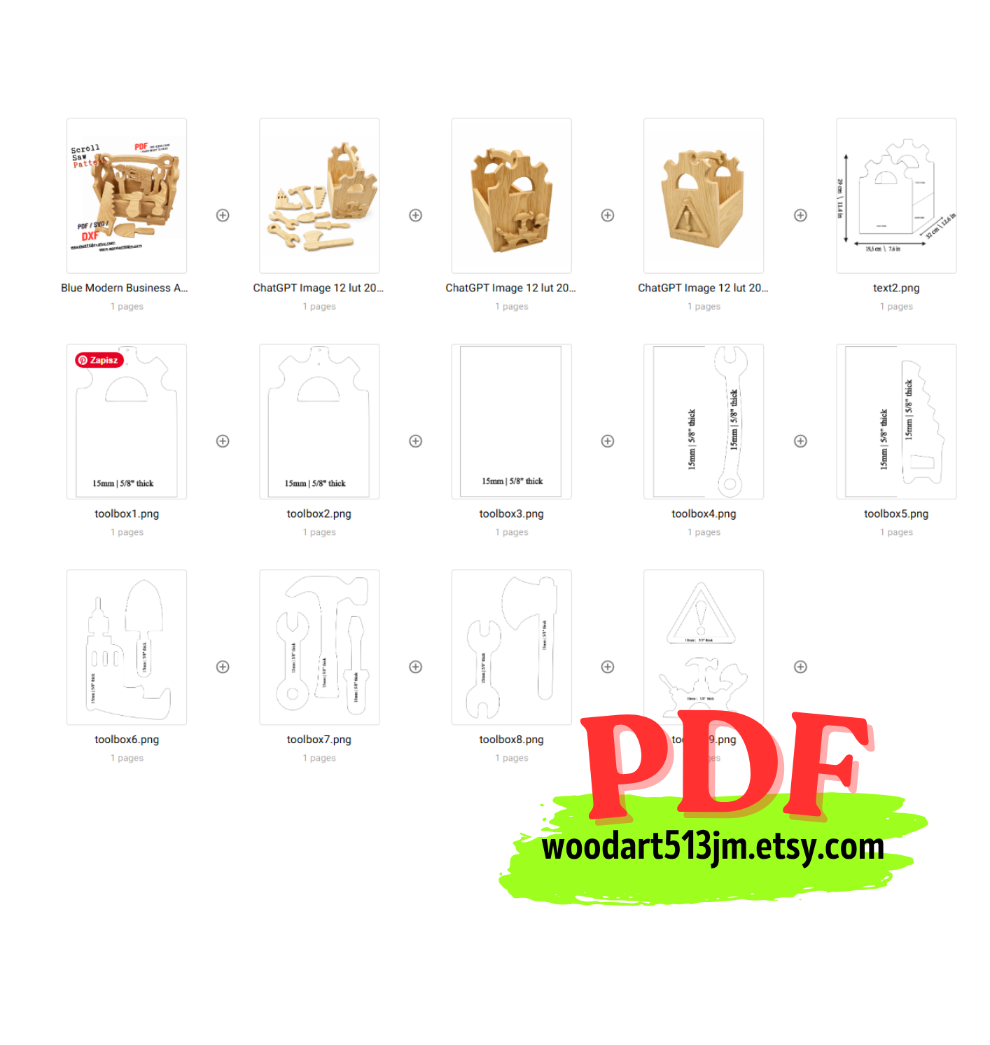 Wooden Toolbox & Tool Set Scroll Saw Patterns: Diy Woodworking Plans (PDF, SVG,DXF)