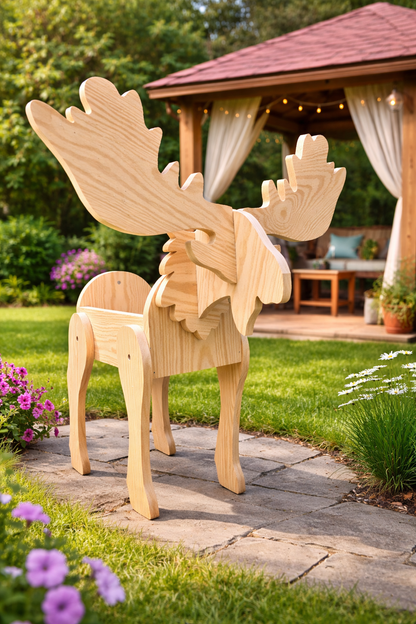 Wooden Moose Planter Scroll Saw Pattern: Animal Flower Pot, Woodworking Plans (PDF, SVG, Dxf)