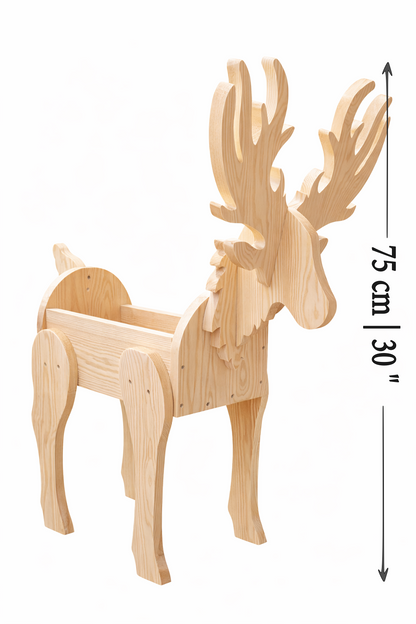 Wooden Deer Garden Planter Box Scroll Saw Pattern: 2 Sizes (PDF, SVG, DXF)