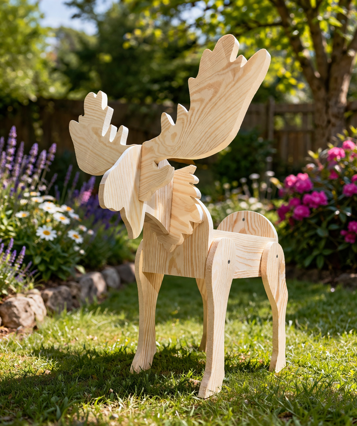 Wooden Moose Planter Scroll Saw Pattern: Animal Flower Pot, Woodworking Plans (PDF, SVG, Dxf)