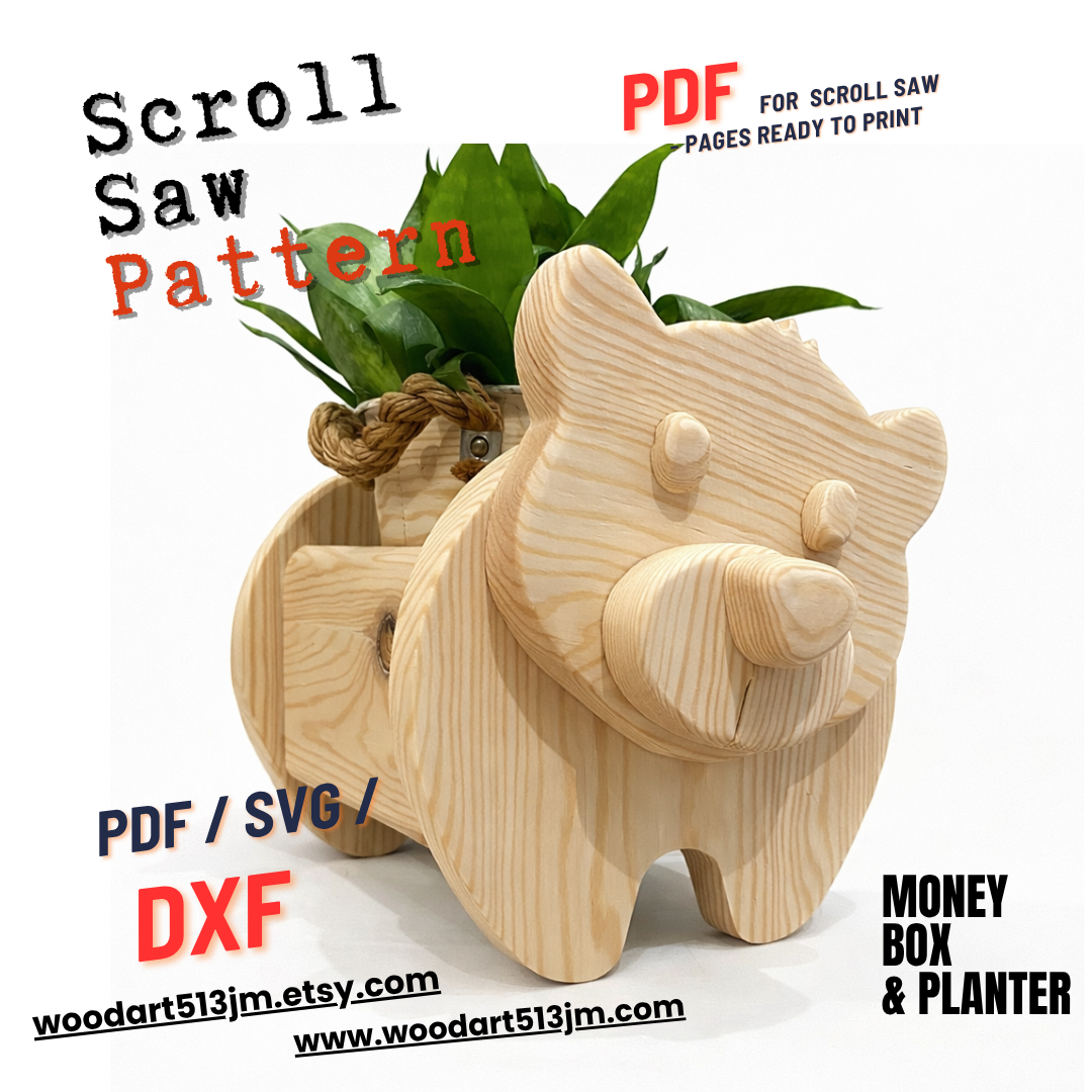 Woodworking Bear no.1 Design for Unique Home & Garden Decoration | PDF | SVG | DXF | Scroll Saw