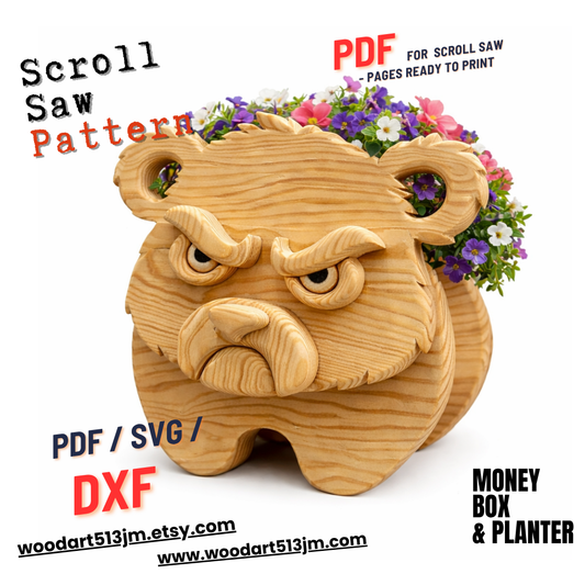 Wooden Bear no.3 Design for Unique Home & Garden Decoration | PDF | SVG | DXF | Scroll Saw