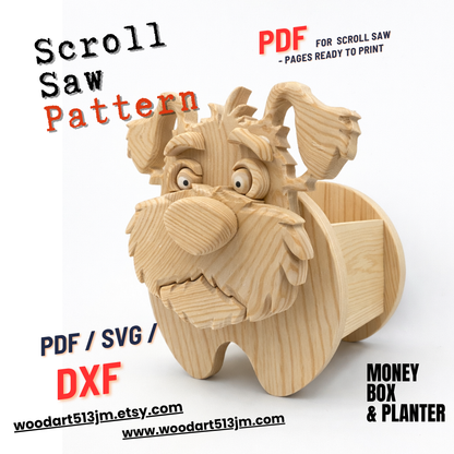 Wooden Dog no.20  Planter & Money Box | Woodworking PDF/SVG/DXF