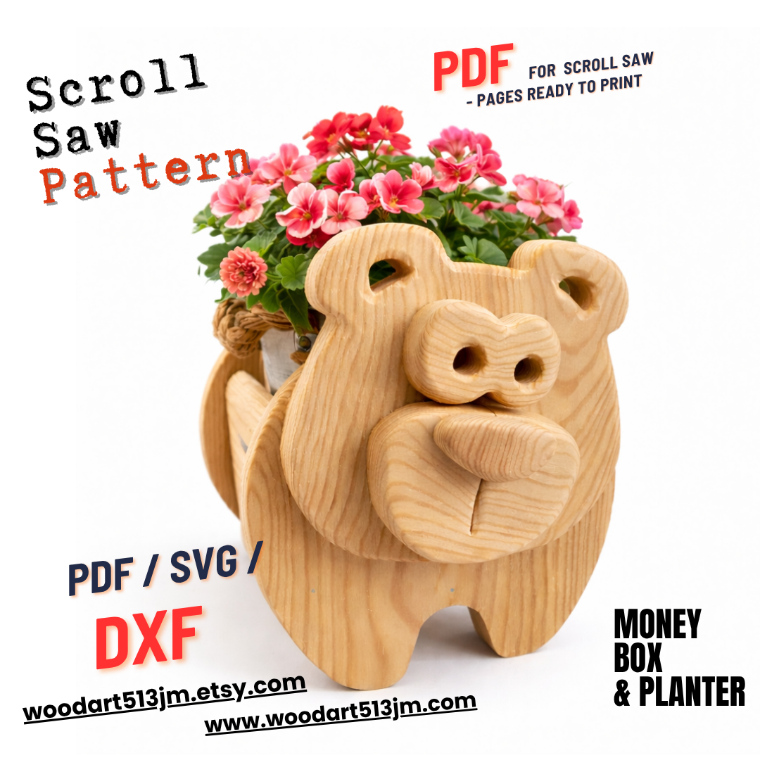 Wooden Bear no.2 Design for Unique Home & Garden Decoration | PDF | SVG | DXF | Scroll Saw