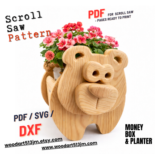 Wooden Bear no.2 Design for Unique Home & Garden Decoration | PDF | SVG | DXF | Scroll Saw