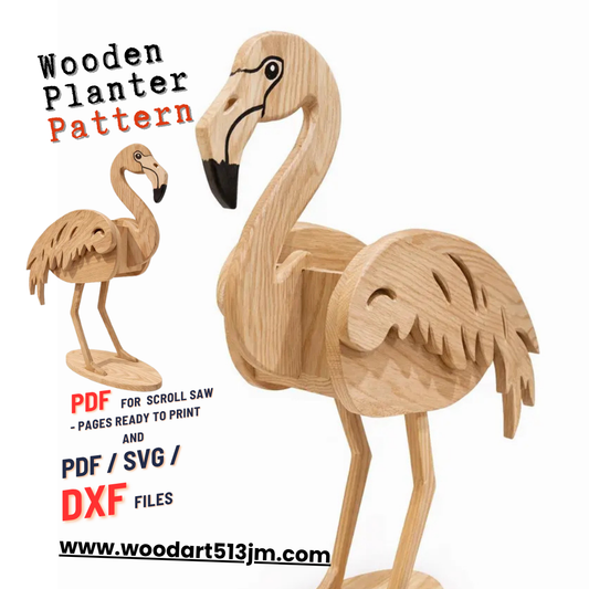 Flamingo Planter Box 2 Sizes Woodworking Plans, Scroll Saw Template | (PDF, SVG, Dxf)