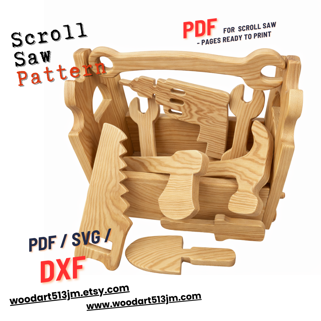 Wooden Toolbox & Tool Set Scroll Saw Patterns: Diy Woodworking Plans (PDF, SVG,DXF)