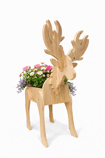 Wooden Deer Garden Planter Box Scroll Saw Pattern: 2 Sizes (PDF, SVG, DXF)