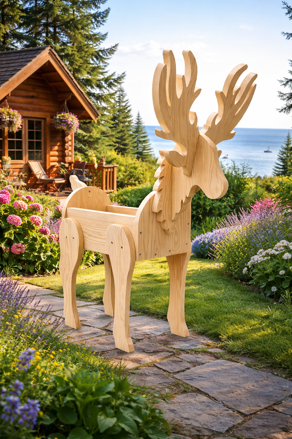 Wooden Deer Garden Planter Box Scroll Saw Pattern: 2 Sizes (PDF, SVG, DXF)