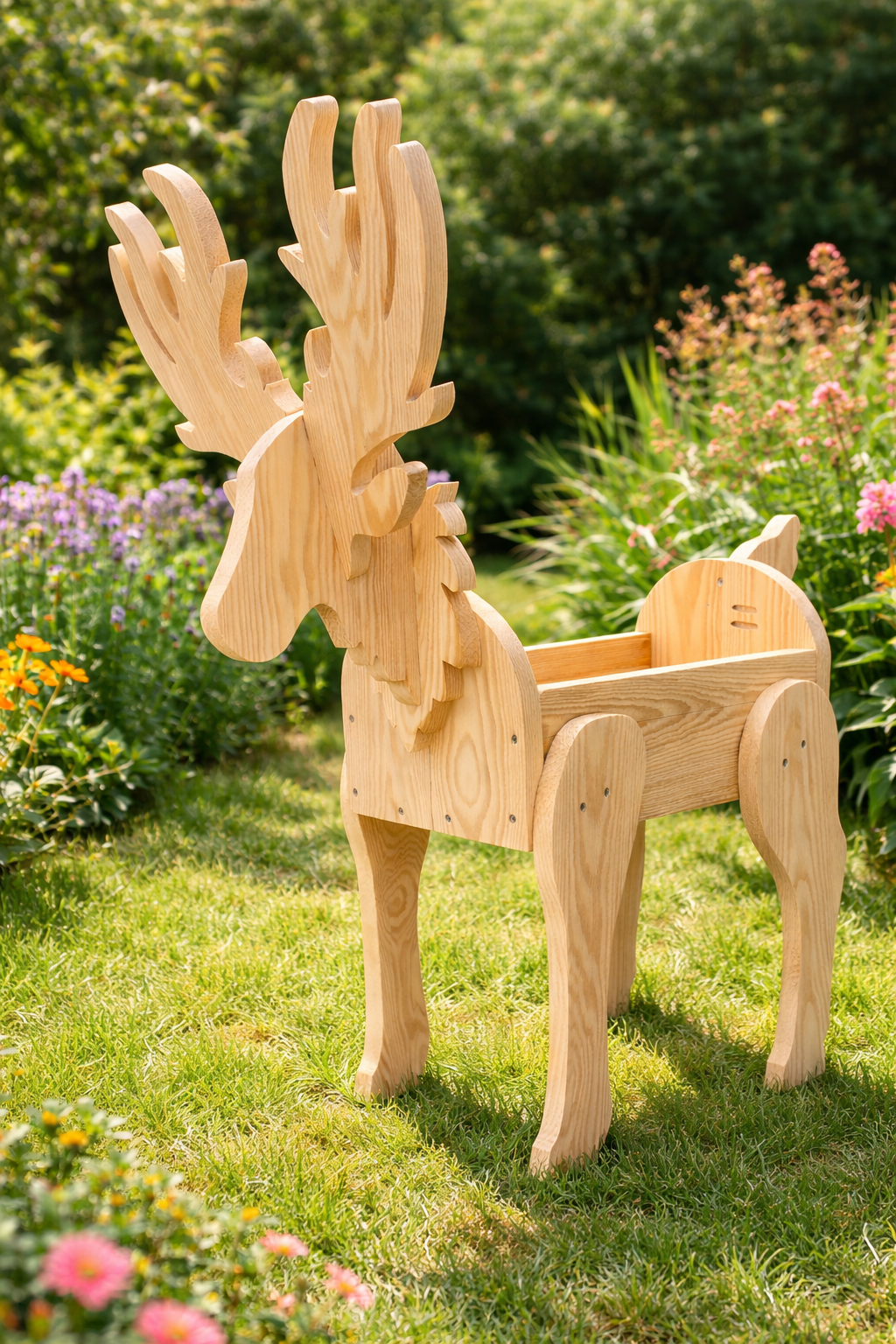 Wooden Deer Garden Planter Box Scroll Saw Pattern: 2 Sizes (PDF, SVG, DXF)