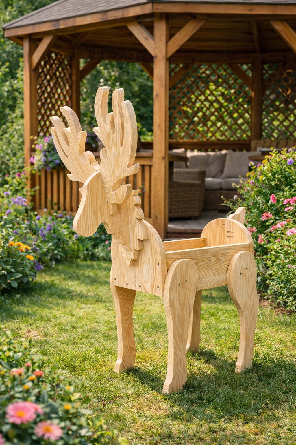 Wooden Deer Garden Planter Box Scroll Saw Pattern: 2 Sizes (PDF, SVG, DXF)