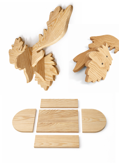 Wooden Moose Planter Scroll Saw Pattern: Animal Flower Pot, Woodworking Plans (PDF, SVG, Dxf)